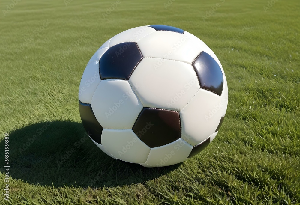 Fototapeta premium A white and green soccer ball with black and blue accents