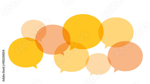 黄色とオレンジの吹き出し　集合　重なり　ベクター　イラスト