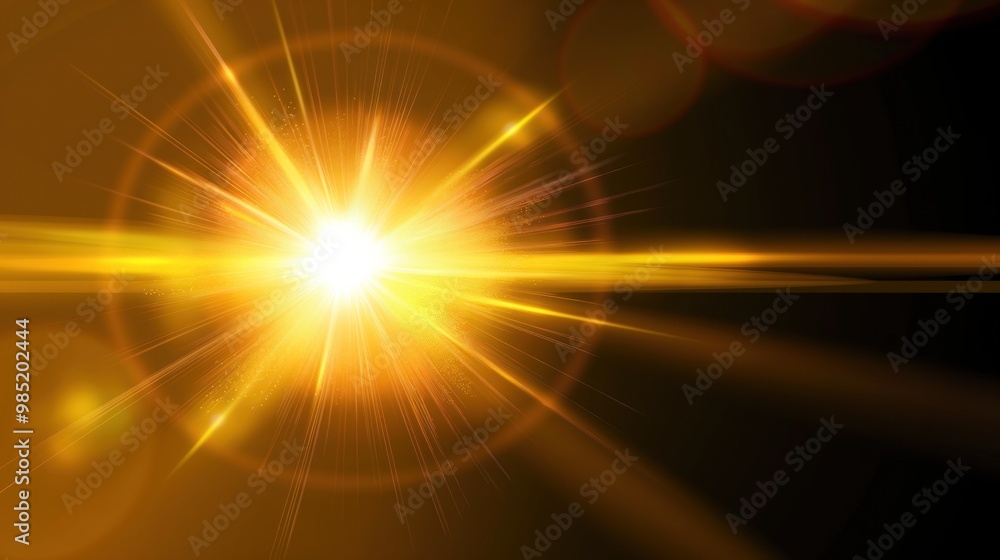 Bright yellow lens flare with radiating outward from center. Center of burst intense, bright, glowing. Radiating creates sense of energy, movement. Yellow glow warm, inviting, evoking feelings of Bright yellow lens flare with radiating outward from center. Center of burst intense, bright, glowing. Radiating creates sense of energy, movement. Yellow glow warm, inviting, evoking feelings of