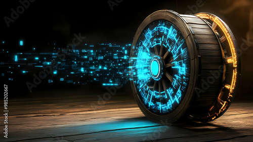 Futuristic Wooden Wheel wit...