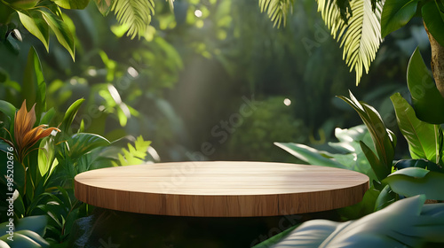Wooden Platform in Lush Gre...