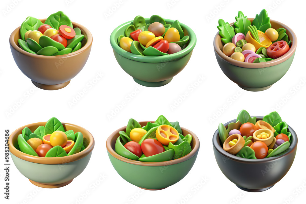 PNG salad bowl 3d collection, in cartoon style minimal on transparent, white background, isolate
PNG salad bowl 3d collection, in cartoon style minimal on transparent, white background, isolate