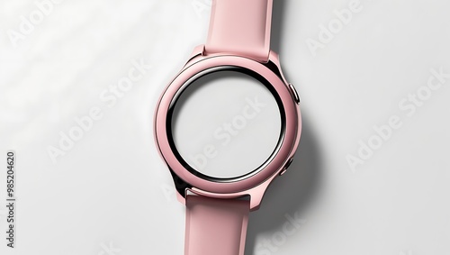 pink smartwatch with blank screen. black smartwatch with blank screen isolated on white background photo