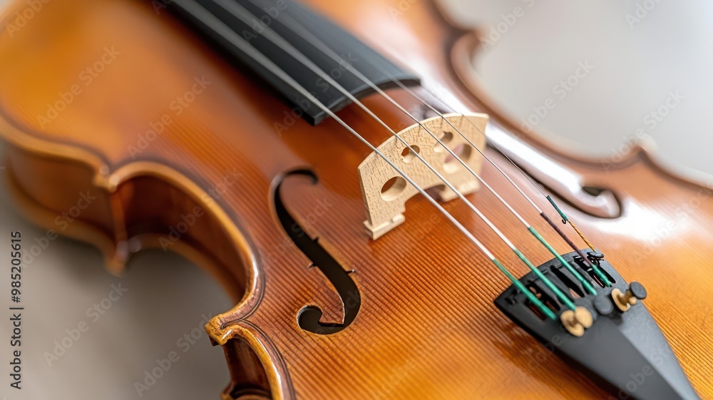 Fototapeta premium Close-up of a violin highlighting its elegant design, warm colors, and intricate details, perfect for music-related projects