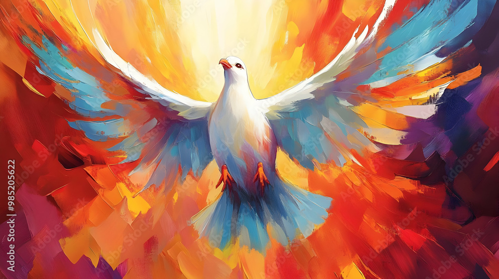 Fototapeta premium Dove Illustration with Abstract Background
