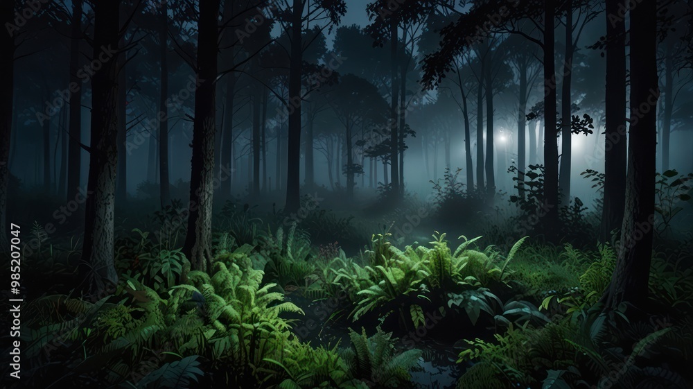 Realistic landscape atmosphere in the forest with tall trees in it Realistic landscape atmosphere in the forest with tall trees in it