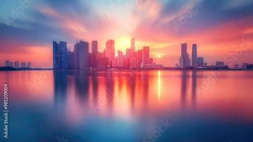 Wallpaper Mural Singapore modern skyline city financial and banking business building cityscape at The marina bay near the river of Singapore. Torontodigital.ca