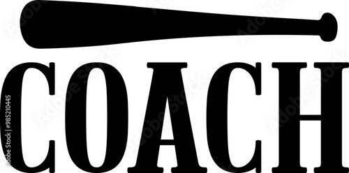 Coach sports typography clip art design on plain white transparent isolated background for card, shirt, hoodie, sweatshirt, apparel, card, tag, mug, icon, poster or badge