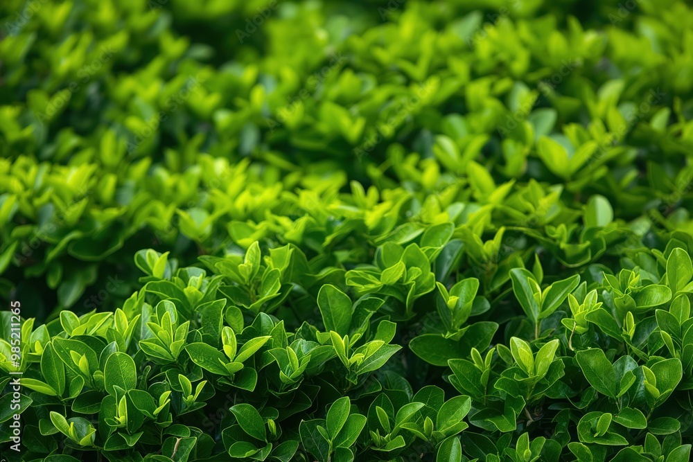 Close-up of bright green bush with dense foliage. Vibrant leaves and stems on shrub create lush texture. Natural garden landscape with growth and high-colored plants. Close-up of bright green bush with dense foliage. Vibrant leaves and stems on shrub create lush texture. Natural garden landscape with growth and high-colored plants.