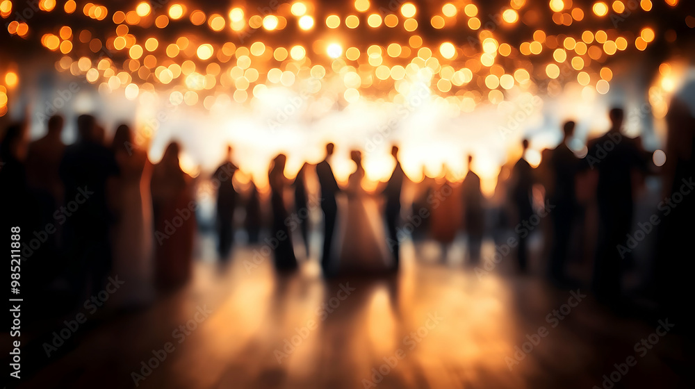Blurred Silhouettes of People Dancing Under Lights - Abstract Background Blurred Silhouettes of People Dancing Under Lights - Abstract Background