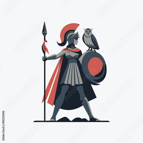 Gallant Athena Standing Proud Illustration