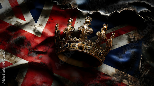 Gold Crown on a Torn Flag 3...