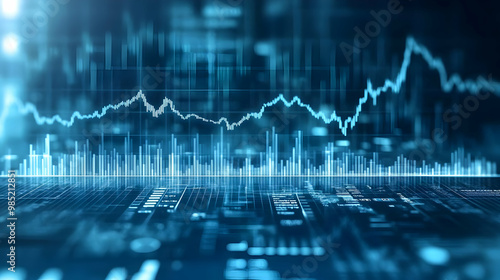 Abstract Blue Stock Market Chart Background photo