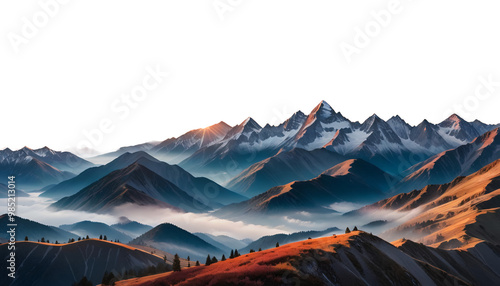 misty sunset mountains landscape misty mountain sunset landscape ai mountain sky sunrise nature cloud sun morning dawn dusk horizon panorama cloud travel peak view fog alps evening high light