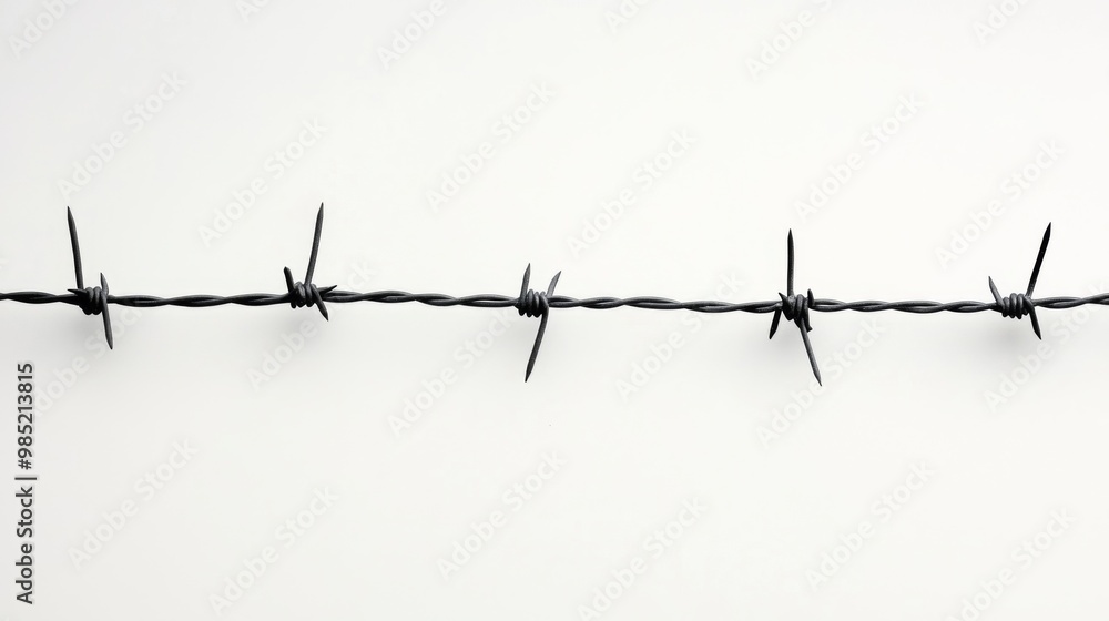 Close-up of barbed wire against a white background. Close-up of barbed wire against a white background.