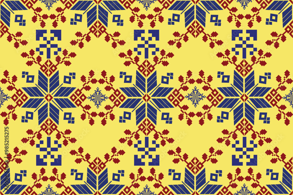 “Pixel Floral Geometric Seamless Vector Pattern – Created with Affinity Designer”
