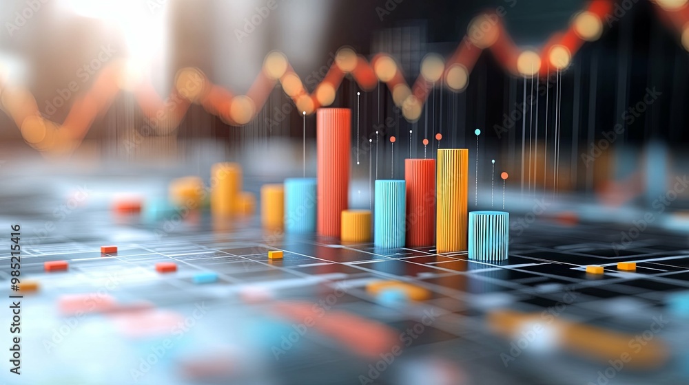 3D Bar Graph with Data Visualization Elements 3D Bar Graph with Data Visualization Elements
