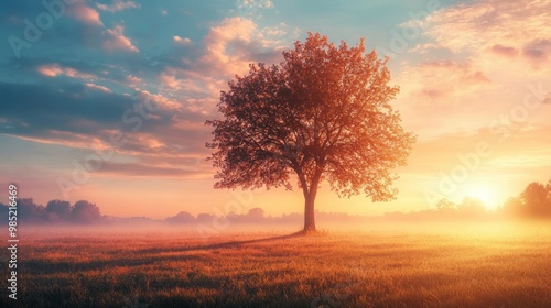 Solitary Tree at Sunrise