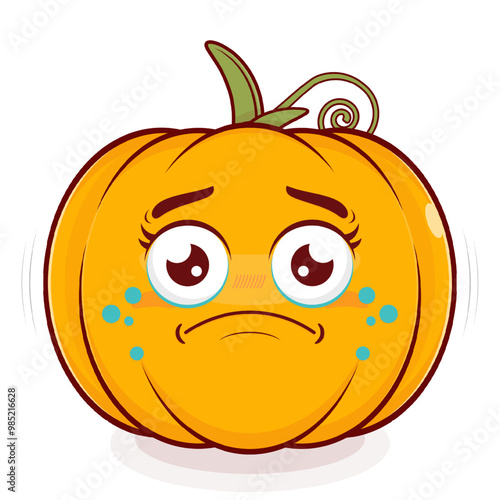 pumpkin scared face cartoon cute