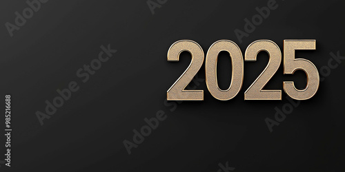 2025 new year in gold color on black background