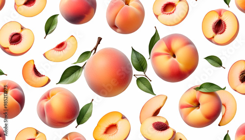 Obraz na płótnie background fruit olated white peach watercolor graphic painted design artistic hand-drawn closeup aquarelle painting vignetting hand template drawn paint nature art artwork drawing object w salonie