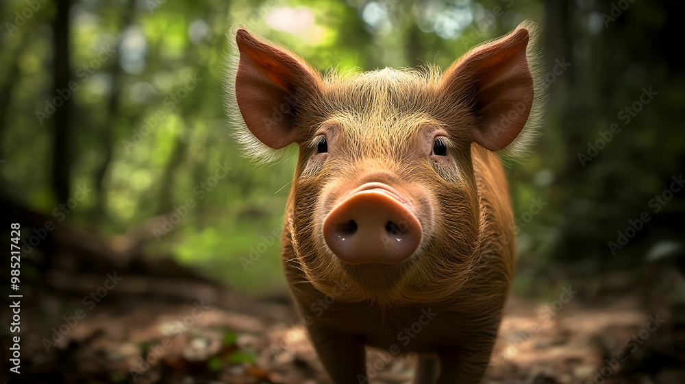 Pig in the Forest - Realistic Photo Pig in the Forest - Realistic Photo
