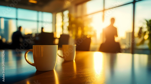Coffee Cups On Table With W...