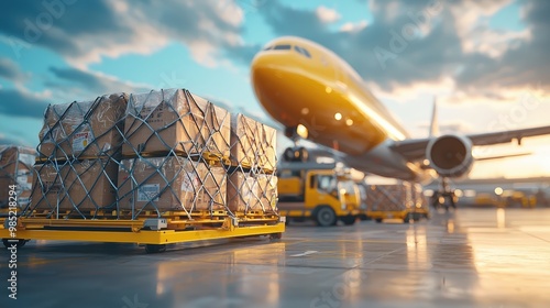Customs agents examining cargo at an airport terminal