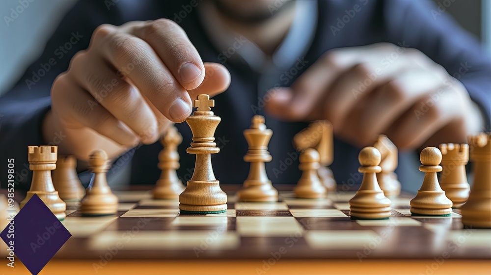 A Hand Moving a White King Chess Piece on a Board A Hand Moving a White King Chess Piece on a Board