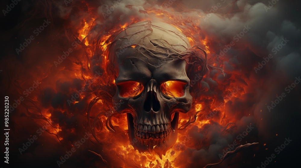 Abstract, surreal, creepy skull of smoke.Digital art Abstract, surreal, creepy skull of smoke.Digital art
