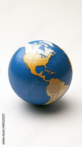 A globe depicting the Americas and surrounding oceans in a simple design.