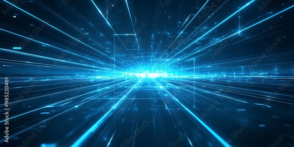 Futuristic Abstract Light: Blue Glowing Perspective with Line Wallpaper Futuristic Abstract Light: Blue Glowing Perspective with Line Wallpaper