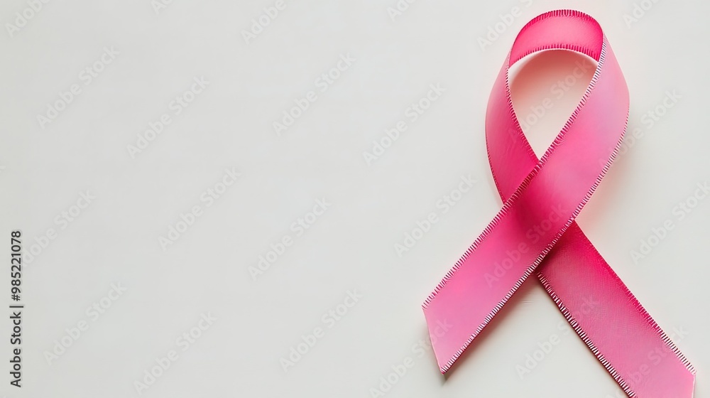 Pink Ribbon on White Background, a Symbol of Breast Cancer Awareness Pink Ribbon on White Background, a Symbol of Breast Cancer Awareness