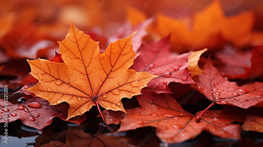 Autumn forest maple leaves fall on ground, background wallpaper Autumn forest maple leaves fall on ground, background wallpaper