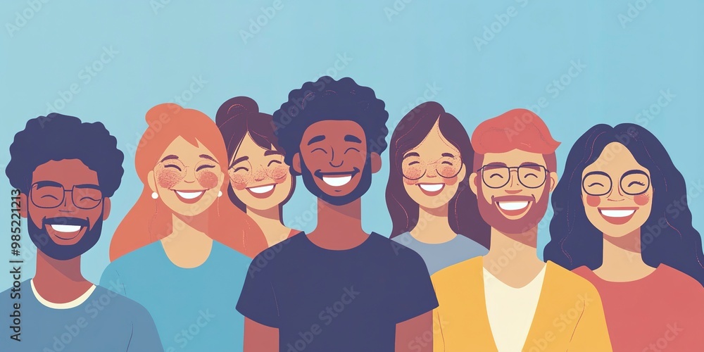 Diverse group of happy people bonding together Diverse group of happy people bonding together