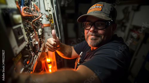 Smiling Man in a Workshop w...