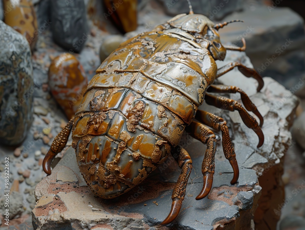 Close-Up of a Metallic Insect on Rocks Close-Up of a Metallic Insect on Rocks