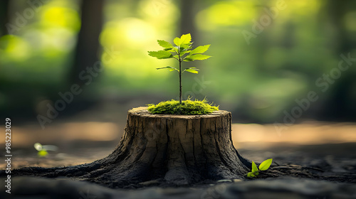 New Life on Tree Stump Real...