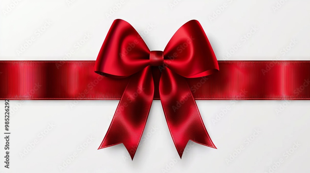 Red ribbon bow on a white background for celebration Red ribbon bow on a white background for celebration