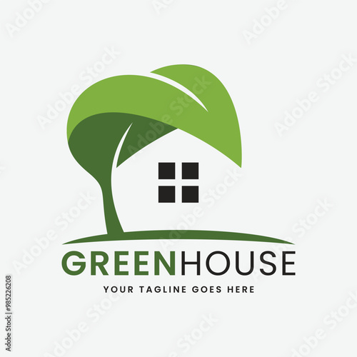 Green house, real estate logo icon