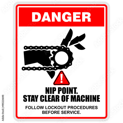 DANGER, Nip point, stay clear of machine, sign vector
