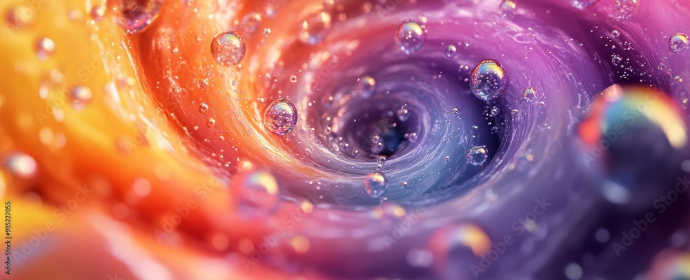 Spiral Wave with Rainbow Liquid and Bubbles Spiral Wave with Rainbow Liquid and Bubbles