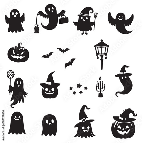 set of halloween on white