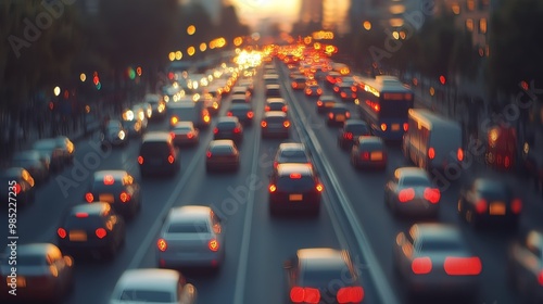 Blurred View of Evening Traffic