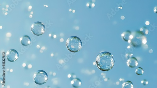 Wallpaper Mural Water Bubbles on a Blue Background Torontodigital.ca