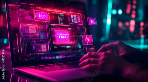 Laptop with Neon Lights - I...