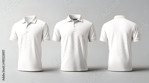 White Polo Shirt Mockup: Front, Side, and Back Views