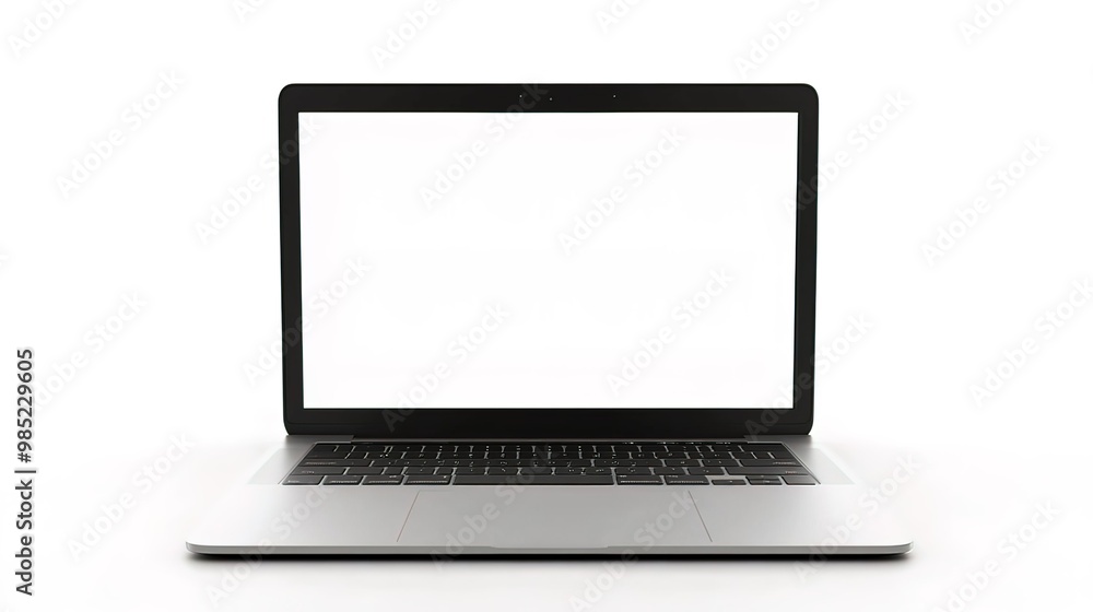 A Sleek Laptop with a Blank White Screen A Sleek Laptop with a Blank White Screen