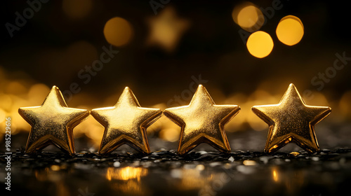 Five Gold Stars on Black Ba...