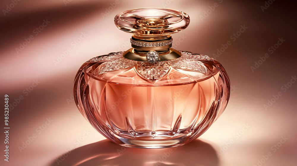 Ornate Perfume Bottle with Gold Accents - Realistic Image Ornate Perfume Bottle with Gold Accents - Realistic Image